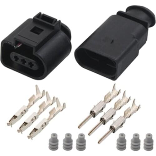 10pcs/lot 3 Pin/Way Male And Female Radar Speed Temperature Sensor Plug Car Alarm Horn Connector For VW Tiguan Audi 1J0973703