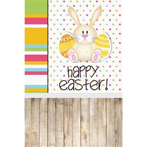 3x5ft Happy Easter Photo Props Vinyl Photography Background For Studio Rabbit Eggs Real Wood Floor Photographic Backdrops Cloth