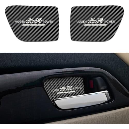 4pcs Carbon fiber pattern Auto Door Inner Bowl Sticker interior moulding for Honda Accord 2014-2016 Mugen badge car accessories