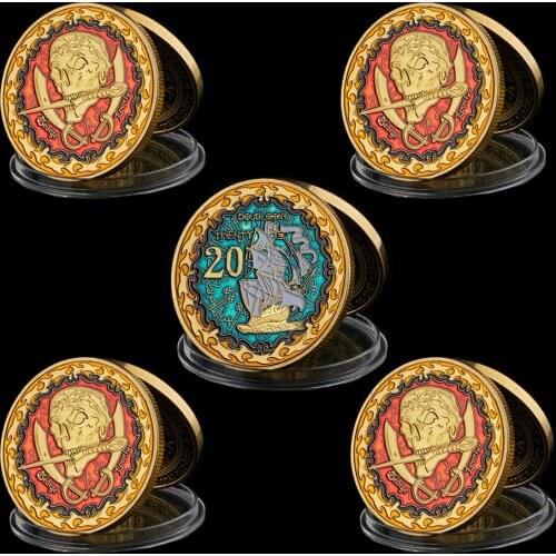 5PCS 2021 Lion Of The Sea Running Wild Coin Pirates Of The Caribbean Skeleton Treasure Collectible Vaule Coins Drop Shipping