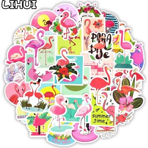 50 PCS Flamingos Sticker Lovely Dream Cartoon Girl Stickers for Kids DIY Notebook Luggage Bicycle Fridge Guitar Laptop Stickers