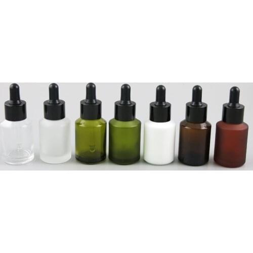 30ML 30cc 1OZ Matte Clear Amber Green White Essential Oil bottle Perfume e Liquid Dropper Bottles With Black Gold Cap 500pcs