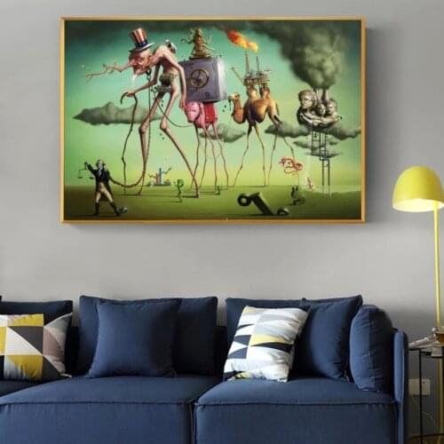 "The American Dream" Abstract Oil Paintings By Salvador Dali Canvas Posters Famous Artwork Reproduction Wall Art Cuadro Pictures
