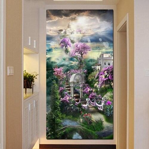 Large Size Diamond Embroidery sale DIY Garden Sunshine Natural scenery 5D Diamond Painting Full Mosaic Fantasy Landscape F23