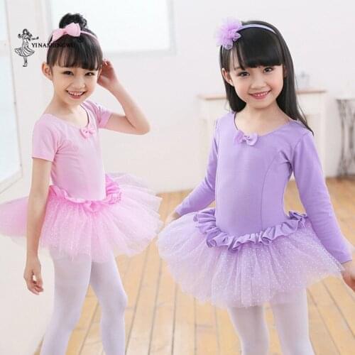 Girls Ballet Tutu Dress Kids Gymnastics Tulle Skirted Leotards Dress For Performance Dancewear Ballet Costumes With Dot Tutus