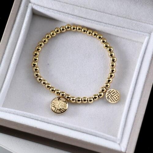 316L stainless steel fadeless transfer beads INS small design fortune boudoir lovely simple cold wind senior sense bracelet