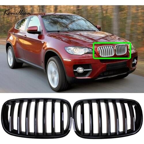 1 Pair Gloss Black Car Front Kidney Grille Cover Hood Racing Grills for BMW X5 X6 E70 E71 M Hybrid E72 2007-2014 Exterior Parts