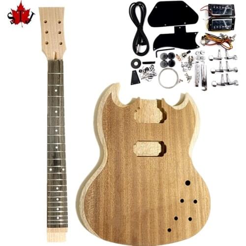 SG-400 2 Dual-coil Pickups Unfinished DIY Mahogany Body Electric Guitar #12