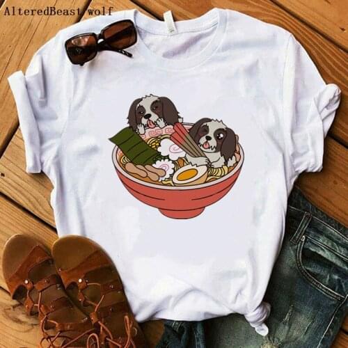 Shih Tzu Kawaii Ramen Mom T-Shirt Summer Women Short Sleeve Leisure Top Tee Casual Ladies Female T Shirt Mama Clothing Tshirt