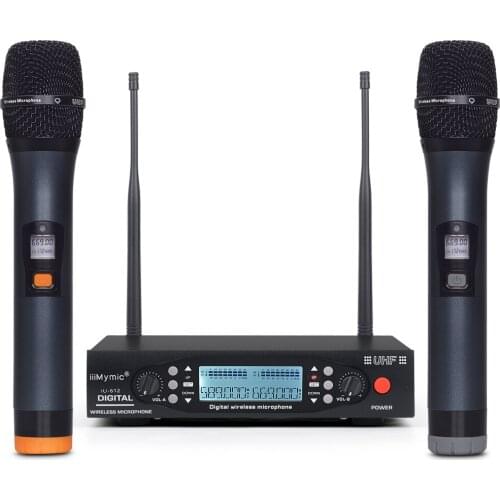 IU-612 PLL UHF Wireless Microphone System 2 way 100 Channels Metal Handheld Wireless Mic Karoke KTV Party Dynamic Microphone