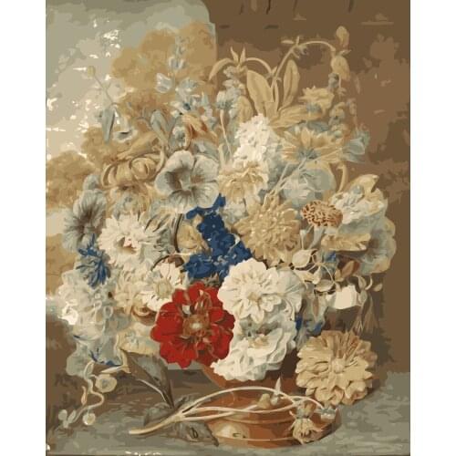 MaHuaf-i687 kinds of flowers in a vast DIY painting by Numbers Hand-painted canvas digital oil paintings for living room