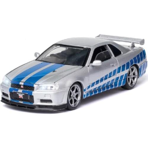 1:32 Scale Nissan Skyline GTR R34 Diecast Car Model Toy Simulation Alloy Car Model Fast And Furious Creative Decoration Toy Gift