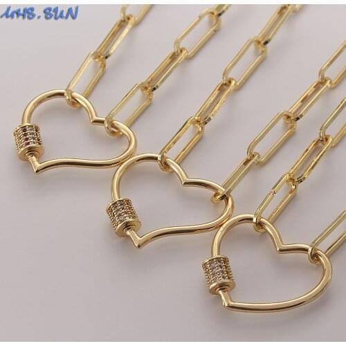 MHS.SUN Fashion Heart Pendant Necklace Women Girls Trendy Zircon Chunky Chain Necklace Party Choker Jewelry 1Pc