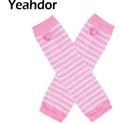 Fashion Women Lady Striped Elbow Gloves Warmer Knitted Long Fingerless Gloves Elbow Mittens Christmas Accessories Gift
