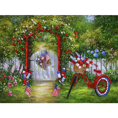 JMINE Div 5D Garden Flower Door Bike Full Diamond Painting cross stitch kits art High Quality Scenic 3D paint by diamonds