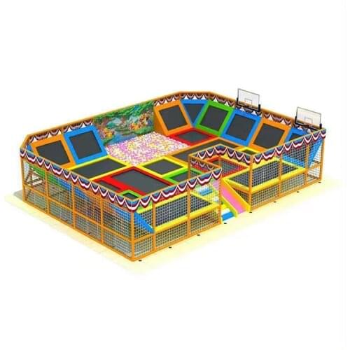Customize Indoor playground trampoline with Ninja park fitness jumping bed YLW-BT191132