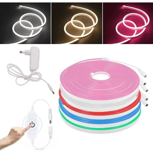DC 12V Neon Strip Dimmerable Waterproof White Pink Red Blue Green Yellow Night Lamp SMD 2835 120LEDs/m Flexible LED Strip Light