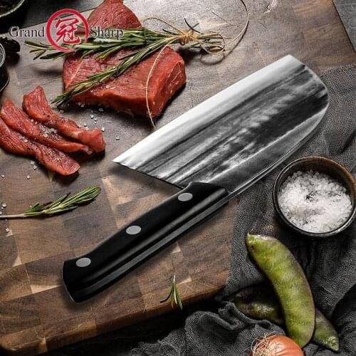 Handmade Chinese Cleaver High Carbon Steel Chef Kitchen Knives Butcher BBQ Home Cooking Camping Outdoor Tools Meat Vegetables
