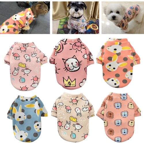 Pet Dog Clothes Cartoon Print Dog Sweatshirt Winter Warm Christmas Dog Coat Cats Pullover Coat Pet Clothes Supplies