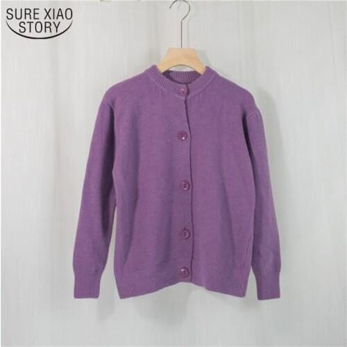 Solid Vintage Loose Womens Coat Thicken Cardigan Autumn and Winter Long Sleeve Single Breasted Womens Sweater Cardigan 11678