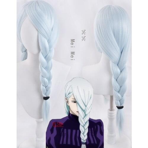 Anime Jujutsu Kaisen Cosplay Wig Mei Mei Light Blue Hair Twist Braid Cosplay Wig Free Wig Cap Synthetic Party Props Accessories