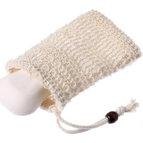 Sponge Pouch Foaming Bag Natural Cotton Saver Shower Exfoliator Net Drawstring Pocket Save Soap Anti-Slip Sleeve Soap Net Bag
