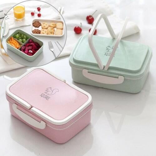 Plastic Lunch Box Lunch Eco-friendly Straw Microwave Food Container INS Style