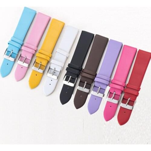 20mm Watch Band Waterproof High Quality Durable Matte Plain PU Leather Watchband Fashion Popular Colorful Candy Color Strap Hot