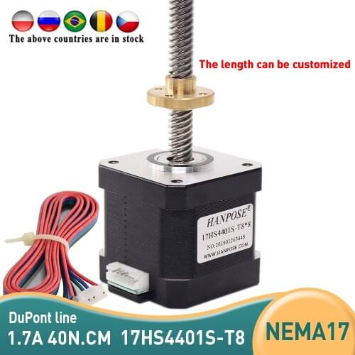 17HS4401S-T8*8 L310MM stepper motor 1.7A 40N.CM 40mm Nema17 Screw Copper nut lead 2/4/8mm for 3D printer Monitor Equipment