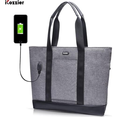 Laptop Tote Bag 15.6 Inch Large Briefcase with USB Charging Port Water-Repellent Women Lady Stylish Handbag for Business/School