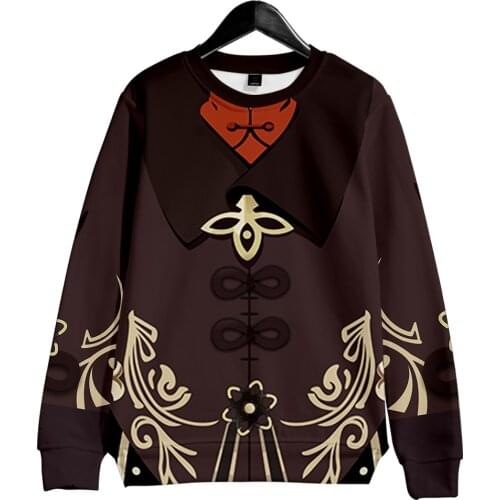 Genshin Impact Sweatshirt Hu Tao Cosplay 3D Slim Fashion Round Neck Long Sleeve Trend Casual Round Neck Sweatshirt Cool leisure