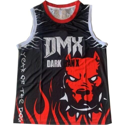 BG DMX DARK MAN X jersey Embroidery sewing Outdoor sportswear Hip-hop culture movie black summer basketball jerseys