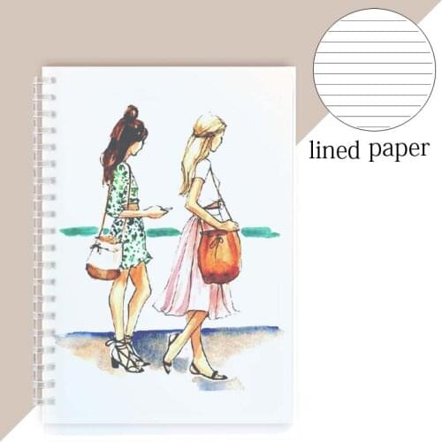 Ruled Lined Paper Notebook Note Book Pad For Women Print Graphic Coffee Sweet Girl Cartoon Cover Lady Female Writing Supplies