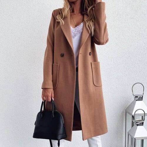 Outerwear Office Ladies Causal Long Overcoat Autumn Winter Casual Solid Jacket Fashion Women Trench Coat Plus Size Coats