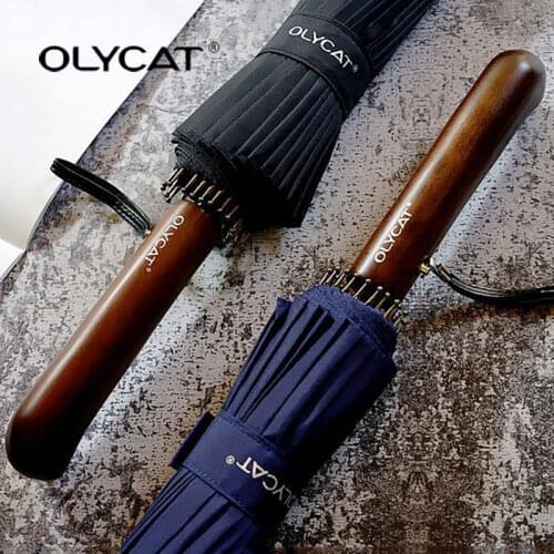 Hot Sale 24K Windproof Golf Umbrella Rain Women Men Wooden Handle Manual Long Umbrella Quality Strong Travel Designer Umbrella