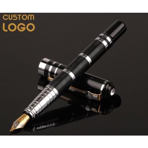 Promotional Gift Customized Logo Fountain Pen Office Stationery Nib School Student Luxury Metal Fountain Pen 0.5mm Pens