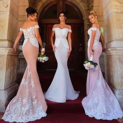 Custom Made Bridesmaid Dresses Mermaid Appliques Off The Shoulder Sweetheart Long Bridal Party Wear robe demoiselle honneur