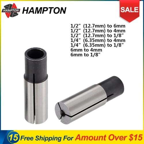 Free Shipping Hampton 1pc Adapter Collet For CNC Engraing Machine 3.175mm 4mm 6mm 6.35mm 12.7mm Shank End Mill Transfer Adapter