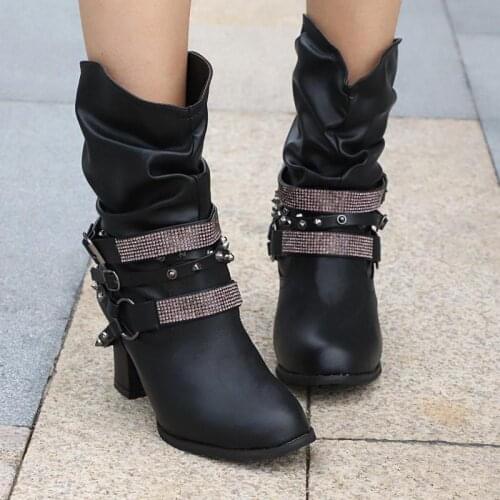 Women Knee High Boots Low Heels Booties Plus Size Gladiator Pu Leather Knight Shoes Woman