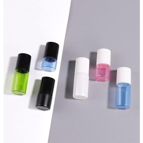 100pcs 1ml 2ml 3ml Empty Refillable Glass Perfume Roll On Bottle with stainless steel roller ball for essential oil aromatherapy