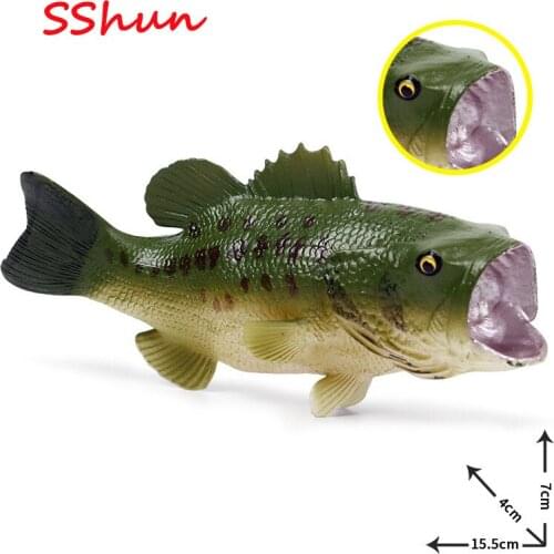 15.5*4*7CM Children Cognitive Solid Simulation Marine Animal Model New Large Mouth Bass Marine Biological Model Toy Decoration