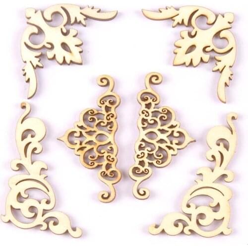 20 Pcs Carved Hollow Wood Chips Creativity Wooden Crafts Clothing Accessories For Home Party Decoration Children Handmade Toys