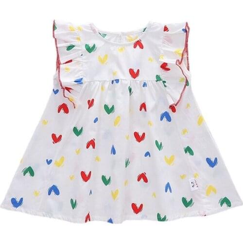 2021 Summer New Girls Dress O-neck Sleeveless Outfits Korean Cotton Kids Outwears Simple Casual Children Clothes DT469