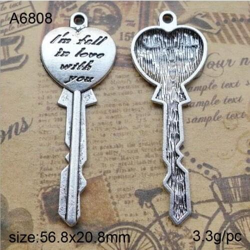 25pcs 56.88x20.8mm Antique Silver Zinc Alloy Letter Keys Charms Fine Trendy Pendant Charms Making