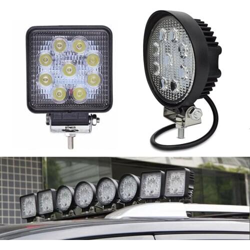 4inch Round Square 45mm Depth 27W 12V 24V LED Work Light Spot Flood LED Lamp Worklight for Offroad Motorcycle Car Truck Hot sell