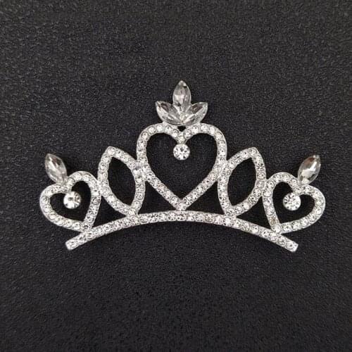 50pcs Heart Crown Diamond Crystal Rhinestone Appliques Buckle strass Jewelry Brooch Wedding Invitation Hairpin Hair Clip Decor