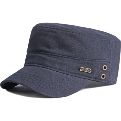 HT3609 100% Cotton Baseball Cap Men Women Flat Top Cadet Army Military Cap Spring Summer Sun Cap Male Adjustable Baseball Hat