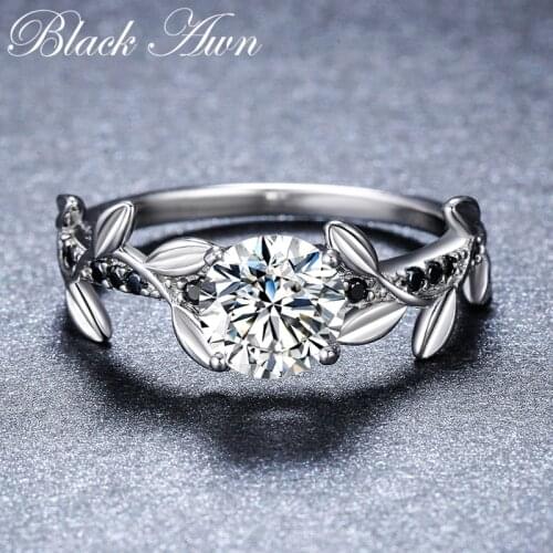 [BLACK AWN] 925 Sterling Silver Jewelry Olive Branch Wedding Rings for Women Femme Bijoux Bague Classic Finger Ring G079