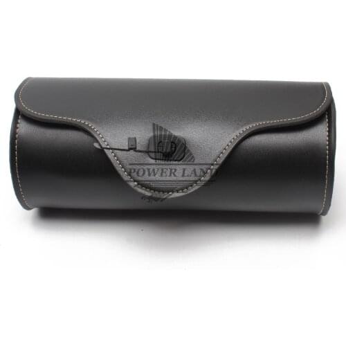 Black Motorcycle PU Leather Front Fork Round Style Tool Bag Luggage Saddle Bag Universal For Harley Chopper Bobber Cruiser