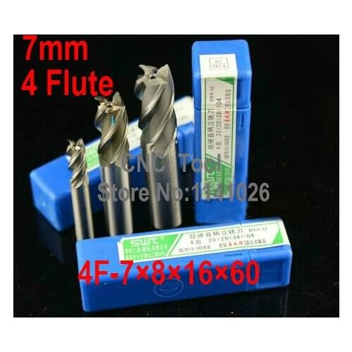 10pcs/set 7.0MM 4 Flute HSS&Aluminium endmill milling cutter CNC Bit Milling Machine tools Cutting tools.Lathe Tool,router bit
